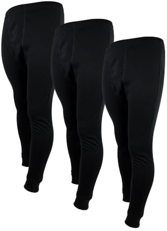 THMO 3-pack termiska långkalsonger för män varma baslager termiska underkläder byxor, Svart (X3), L
