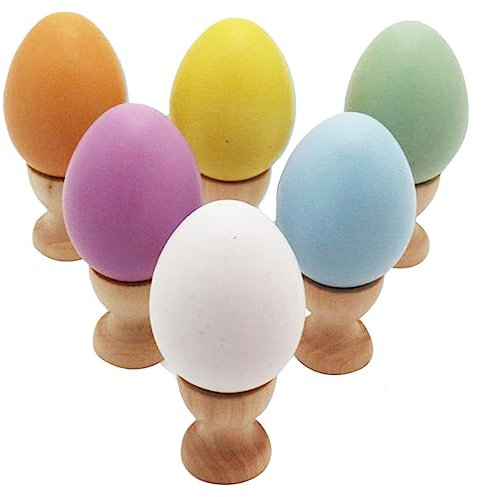 JOINPAYA Uova Finte in Legno Decorative Per Pasqua Uova Simulate Con Supporto Resistente e Riutilizzabile Per Feste Te