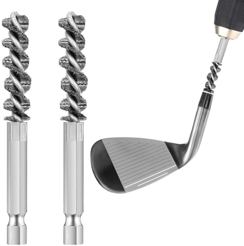 4 Pcs Golf Clubs Head Hosel Brush, Golf Club Brush, Golf Stainless Steel Hosel Wire Brush Electric Drill Cleaning Wire Brush Tool, Hex Shank Handle Electric Drill Wire Brush for Wood and Iron, Sliver