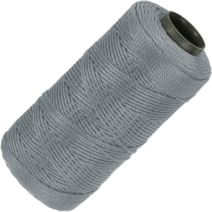 QUARKZMAN Nylonschnur, 3 Stränge, gedrehte Maurerschnur, 1,5 mm x 218 Yards, Nylonschnur für Heimwerkerprojekte, Heimwerken, Gartenarbeit, Geschenkverpackungen, Weihnachtsfeierzubehör, grau