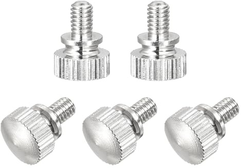 QUARKZMAN 5Pcs M4X6mm Vis à Oreilles Moletées, Boulons à Épaulement en Laiton Nickelé Poignées de Serrage Fixations pour Électronique, Mécanique, Nickel Blanc