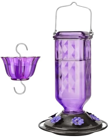 Mangeoire d'extérieur à suspendre pour colibri - Décoration de jardin avec plusieurs ports - Biberon pour terrasse, balcon, jardin, table, observation des oiseaux, terrasse, balustrade, fenêtre
