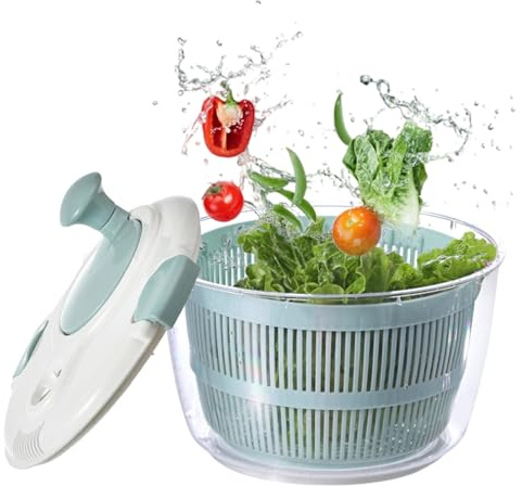 Centrifugadora secadora para verduras, fregadora para frutas y verduras | Utensilio de cocina de 5 litros con manivela silenciosa para tomates, patatas, col y espinacas