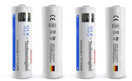 4X GLK-Technologies® GL18650B 3200mAh NiMH Button Top high Drain Akku | 2026 BJ Hohe Kapazität, Schnellladung, geringe Selbstentladung, vielseitig einsetzbar für langlebige, nachhaltige Energie