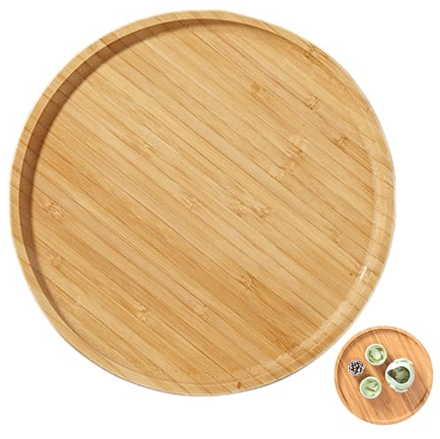 Round Wood Tray 12 Smooth Round Wooden Tray With Bamboo Grain Comfortable Charcuterie Boards For Food Coffee Tea Wood Wooden Charcuterie Board B