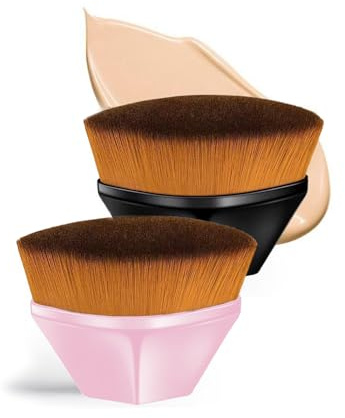Xynovate Brochas de Maquillaje [2 Piezas], Brocha Base Maquillaje Plana con Caja para Base de Maquillaje para Mezclar Cosméticos, Líquido o Polvos