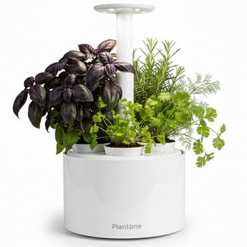 Plantone Giardino interno intelligente, senza baccelli, utilizzare qualsiasi terreno, irrigazione automatica di 30 giorni, luce LED dimmerabile, piantatrice di erbe e fiori