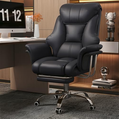 HDHNBA Großer und hoher Bürostuhl 250 kg Extrabreiter Leder-Chefsessel mit ausziehbarer Fußstütze Hochbelastbarer ergonomischer Stuhl Höhenverstellbarer Computerstuhl
