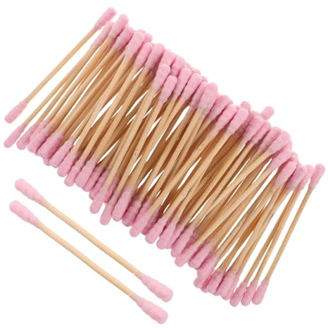 PACKOVE Bastoncini di Cotone Rosa 1000 Pezzi a Spirale in Legno a Doppia Punta per Trucco e Pulizia Orecchie Uso Quotidiano