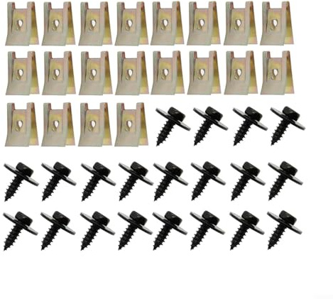 Paquete de 20 clips de retención tipo U automotriz, sujetadores de metal en tono bronce con tornillos de espiga para instalación de burletes interiores de coche (20 unidades)