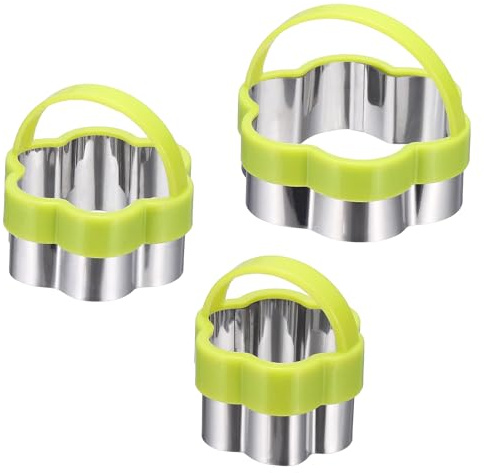 QUARKZMAN 3 Pezzi Formine Per Sandwich, Cute Formine Per biscotto Con Manico, Accessori Per Pranzo Decruster Pane Forma Fiore Per Lunchbox DIY biscotto Bento Regalo, Verde