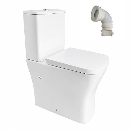 BAIKAL Pack Inodoro PMR + Manguito Extensible 150‑470mm. Inodoro Adaptado. WC Movilidad Reducida. Asiento a Mayor Altura que Facilita Sentarse y Levantarse. Cómodo y Seguro para Personas Mayores