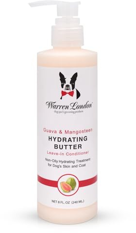 Warren London Hydrating Butter Leave in Pet Conditioner for Dogs | Lotion for Skin and Coat | Aloe Puppy & Dog Conditioner for Hair Detangler, Dry Skin, & Pet Fur Dandruff | Made in USA | Guava 8oz