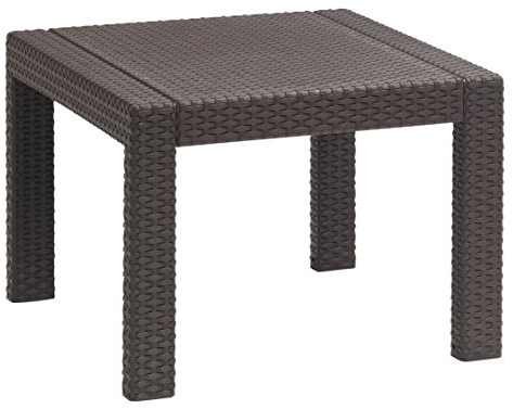 Allibert by Keter Victoria Gartentisch, braun, 59x59x43cm, Kunststoff in flacher Rattanoptik, wetterfest, UV-beständig