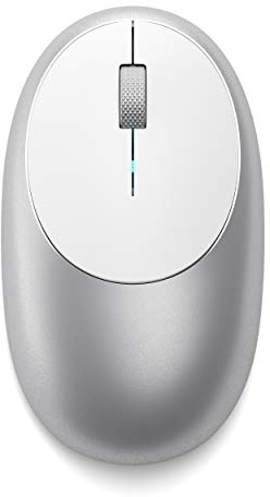 SATECHI Ratón Inalámbrico M1 en Aluminio, Recargable USB C, 1200 dpi, Elegante Ratón Ergonómico Bluetooth para MacBook Air & Pro, Portatil, PC, iPad y más – Plata