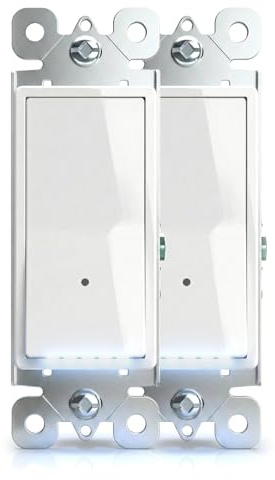 2Pack SOZULAMP Illuminated Light Switch-Single Pole Wall Switch with Night Light, 15A 120/277V,3 Wire, Grounding Screw, Glossy White