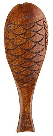 VOANZO 2PCS Cuillère à Riz en Bois en Forme de Poisson Cuillère à Riz en Bois en Forme de Poisson Cuillères à Dessert Durable et utile (Marron)