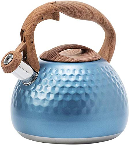 3L stainless steel whistling kettle induction gas stove tea kettle with flute kettle camping kettle with handle for induction cookers gas stoves-blue