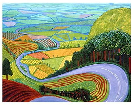 Yooyu David Hockney Garrowby Hill Landschaft Poster Leinwand Gemälde Wand Kunstdrucke Bild für Wohnzimmer Moderne Wohnkultur 70x90cm(28x35in) mit Rahmen
