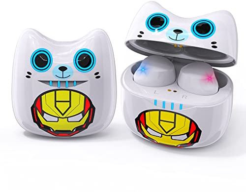 AMAFACE auricolari wireless per delle scuole Cuffie Bambini Bluetooth 5.0 Stereo Cuffie in Ear Earphones con Mic 36 Ore di Riproduzione, IPX5 Impermeabile Senza Fili per Android iOS, Bianco