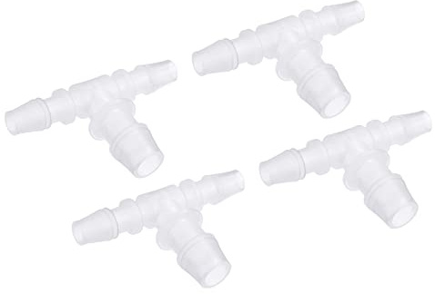 M METERXITY 4 Paquete Púa Manguera Montajes - 8x12x8mm OD T Plástico Tubería Conectores Aplicar a Agua Combustible, Transparente(T Forma 3 Vías)