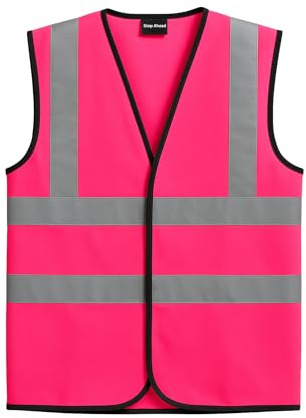 Step Ahead Hi Vis Vest Hi Viz High Visibility Reflective Safety Vest Security Waistcoat Pink, Red, Green, Blue, Black, Navy (as8, alpha, l, regular, regular, Pink)