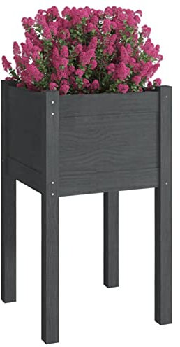 Keketa Trädgård Planteringslåda Utomhus Planteringslåda Trä Planteringskruka Balkong Blomkrukor Utomhus Blomlåda Balkong Planteringslåda Utomhus Trä Grå 40 x 40 x 70 cm i furu