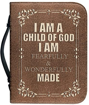 Kuiaobaty Lord Zitat Buchhülle Etui Kunstleder Büchertasche mit Griff, Braun Kirche Schutztasche mit Stifttaschen, christliches Geschenk