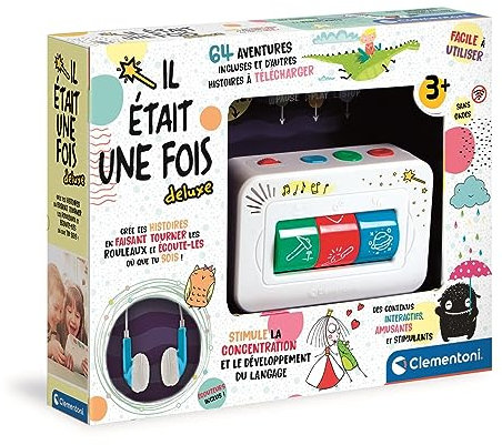 Clementoni - Il Était Une Fois 3 Ans + - Conteur d'Histoires Interactif - 64 Histoires à Créer - Écouteurs Inclus - Plus de 2h de Contenu Téléchargeable - Stimule l'imagination - Idée Cadeau Enfant