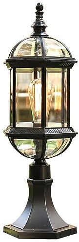 Quevia-Eletro Außen-Sockellampe Laterna, 1 Flammige Außenleuchte, Sockelleuchte Aus Aluguss Und Glas,Retro/Vintage Gartenlampe,Wasserdicht Wegeleuchte IP44,Schwarz