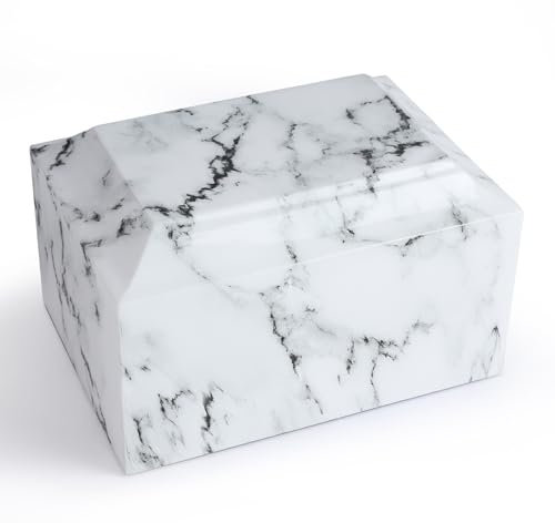 Urne funéraire en marbre blanc - Urne funéraire pour cendres humaines - Urne funéraire de taille adulte pour cendres - Urne funéraire