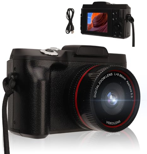 1080P Digital Camera for Photography Autofocus 16X Digital Zoom, 16MP Vlogging Camera with 180° Flip Screen Compact Camera, Support 128G SD Card