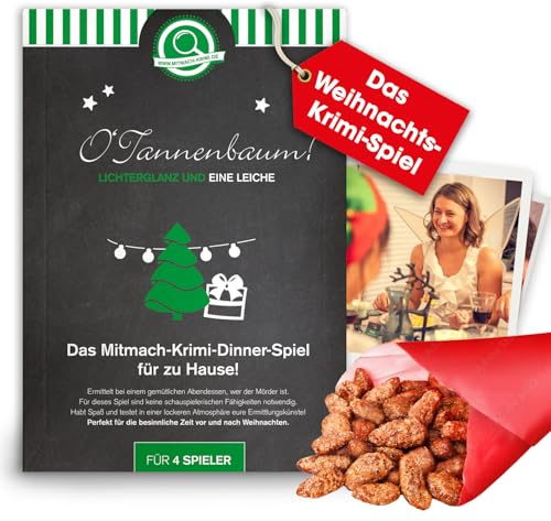mitmach-krimi – O Tannenbaum! Lichterglanz und eine Leiche – Krimi Dinner Spiel für zuhause für 4 Personen – winterlich – Weihnachts Krimidinner