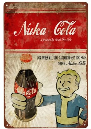 Bugana Targa in metallo Nuka Cola, poster da bar, vintage, accessori per grotte, garage, cortile, decorazione artistica da parete, 20 x 30 cm