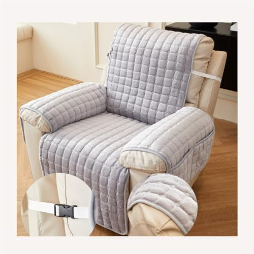 HYRAM Sofa Armlehnenbezüge, Sesselschoner Sesselauflage, Fernsehsessel Schutzbezug Anti-Rutsch, Schonbezüge Für Liegestuhl, Sofa, Armlehnenschutz, Armlehnen (3 Seater(167 * 190CM),Light Grey)