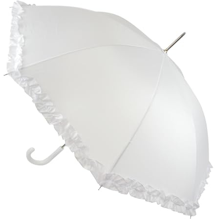 A2Z Ombrello da Passeggio da Donna Briglia Matrimonio Evento Speciale Servizio Fotografico Elegante Bastone a Balze Donna Ombrello Compatto Impugnatura Morbida Balze Bianche Durevole Leggero