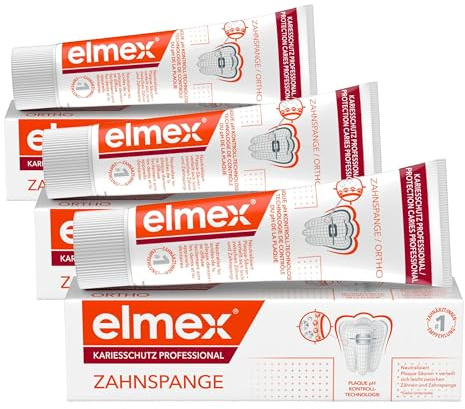 elmex Zahnpasta Kariesschutz Professional + Zahnspange 75ml, 8-18 Jahre (Packung mit 3)