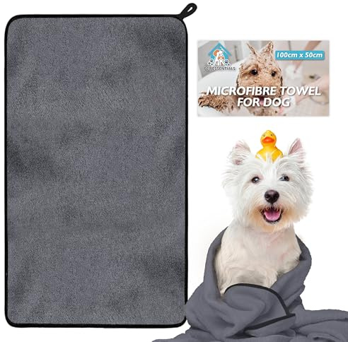 SOL Microfibre Towel for Dog, 100cmx50cm Dog Towel for Drying Dogs, Quick Dry Absorbent Pet Towels, Soft, Lightweight Pet Fabric for Drying Dogs, Puppies & Cats, Ideal for Indoor, Outdoor & Travel Use