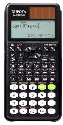 DUPOTA OA-991EX Scientific Calculator 552 Functions Support Fraction and Decimal Point Conversion 2-Line Written Display Solar Battery - Ideal for Middle High School Students and Teachers Black