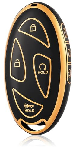 OFF WE GO Autoschlüssel Hülle Schlüsselhülle Cover Schlüsselbox für Hyundai Grandeur Grand Prix GN7 Ioniq 6 Kona 2023 2024 Schlüsselcover Schlüssel Schutz Gehäuse Schlüsseletui, Schwarz Gold