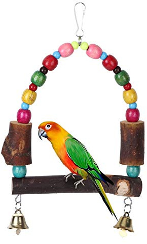 Balançoire pour perroquets, Jouets en Bois pour perroquets avec Colorfu, Cage à Oiseaux Suspendue, hamac, Jouet pour perroquets, perruches, calopsittes, Conures, perruches,
