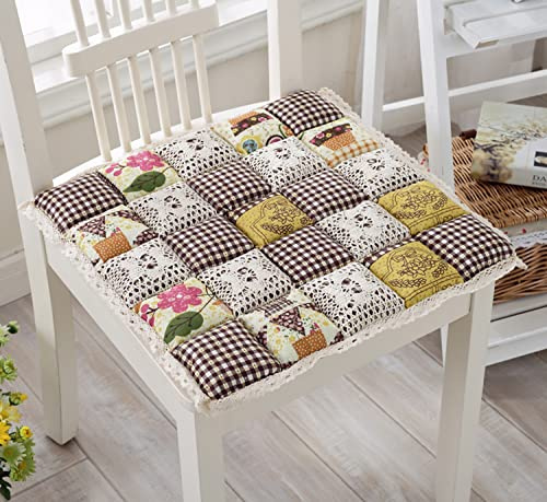 Stuhlpolster für Esszimmerstühle mit Längsbändern weich 4er-Set Stuhlkissen für Wohnzimmer Landhausstil rutschfeste Sitzkissen langlebig für Küche Bürostuhl Reisen Waschbar 41,9 x 41,9 cm (Muster -A)
