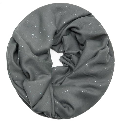 Glamexx24 Loop Schal Damen Schlauchschal Glitzer Unifarbener Rundschal Halstuch für Frühling, Sommer, Herbst, Winter