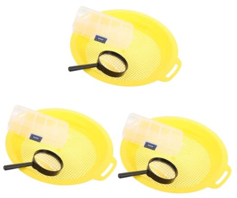 GANAZONO 3sets Mesh Pan for Sifting Panning Filter Pan Handheld Sieve Multi-purpose Prospecting Tool