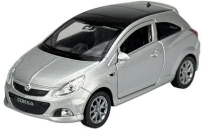 Welly Modell Auto Kompatibel mit Opel Corsa OPC D Silber 3 TÜrer ca 1/34-1/39 Metal Modell Auto Die Cast Neu im Kasten