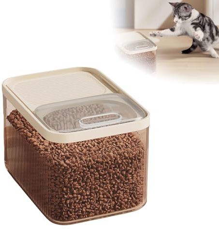 Contenedor hermético de almacenamiento de alimentos para mascotas, hasta 30 libras, para perros, gatos y otros alimentos para mascotas con taza medidora, cubo de almacenamiento (transparente, L)