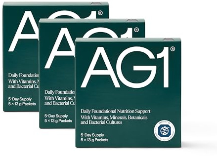AG1 Greenspulver Nahrungsergänzungsmittel (Reiseportionen, 15 Stück) | Täglicher Nährstoff-Boost Mit Vitaminen, Mineralstoffen Und Mehr Als 70 Inhaltsstoffen Von AG1 Athletic Greens