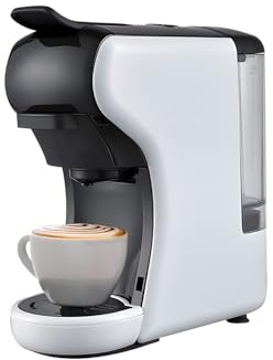 Avilia - Kompakte Kaffeemaschine Grace 1450 W mit automatischer Abschaltung, Auswahl kurzer/langer Espresso, Ein-/Ausschalter und Kompatibilität mit Kapseln und Pads (Weiß)
