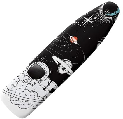 Ironing Board Covers 125 x 45 Elasticated Black Pattern with Padding, Easy Fit and Resists Scorching,Bungee Elasticated Ironing Board Covers Large, Easy Placement