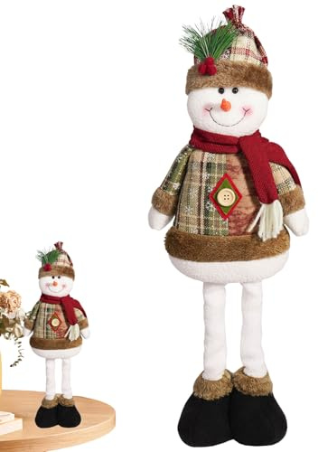Decorazione natalizia a forma di pupazzo di neve, pupazzo di neve con gambe allungabili, figura in piedi, casa per, camera da letto